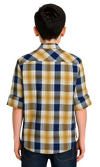 CAVIO Boys Checkered Casual Shirt with T-Shirt Gold