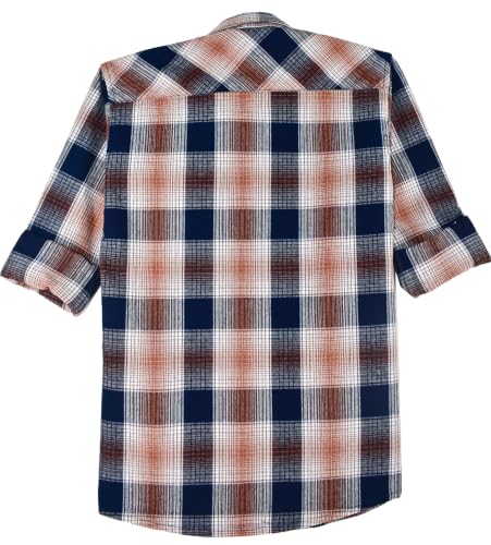 CAVIO Boys Checkered Casual Shirt with T-Shirt Orange