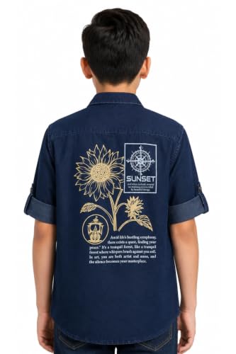 CAVIO Boys Full Sleeves Denim Casual Shirt