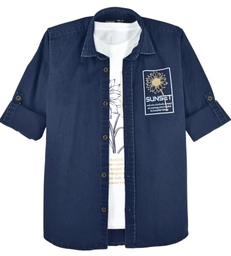 CAVIO Boys Full Sleeves Denim Casual Shirt