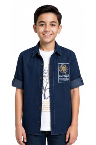 CAVIO Boys Full Sleeves Denim Casual Shirt