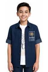CAVIO Boys Full Sleeves Denim Casual Shirt