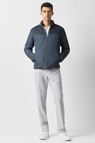 Men Navy Patterned Casual Jacket