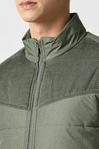 Men Olive Patterned Casual Jacket