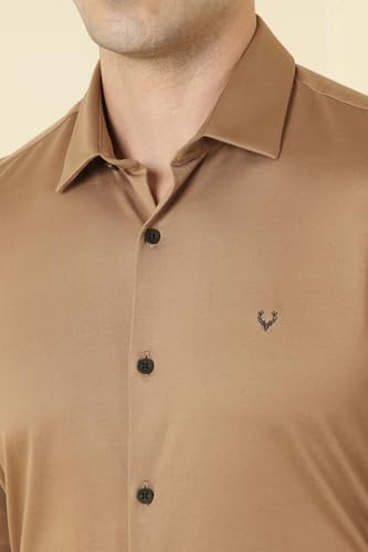 Allen Solly Men's Solid Slim Fit Shirt (ASSFMKTPP67185_Brown