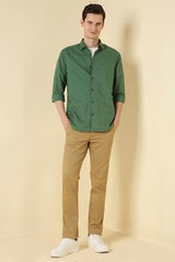 Allen Solly Men Green Solid Full Sleeves Casual Shirts