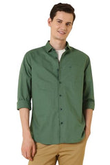 Allen Solly Men Green Solid Full Sleeves Casual Shirts