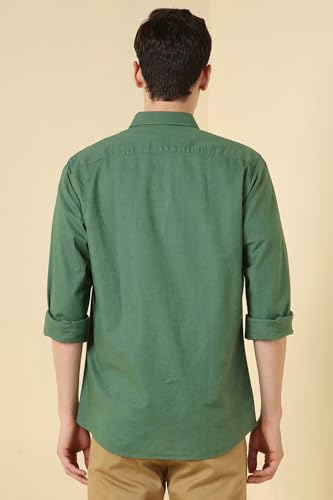 Allen Solly Men Green Solid Full Sleeves Casual Shirts