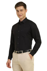 Allen Solly Men Black Slim Fit Solid Full Sleeves Formal Shirts