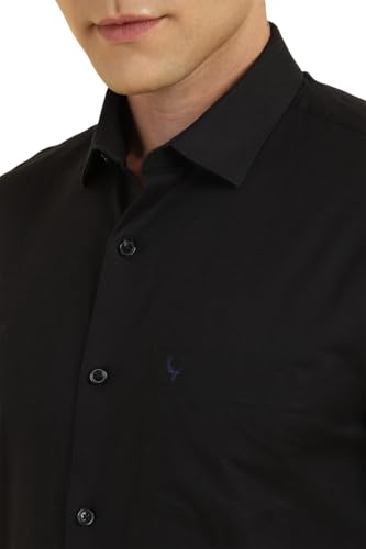 Allen Solly Men Black Slim Fit Solid Full Sleeves Formal Shirts