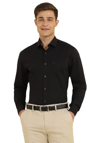 Allen Solly Men Black Slim Fit Solid Full Sleeves Formal Shirts
