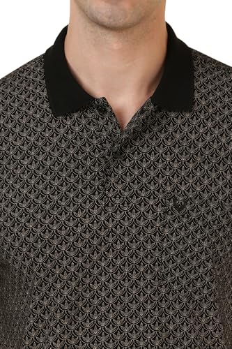 Allen Solly Men Black Printed Polo Neck T-Shirt