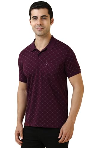 Men Purple Printed Polo Neck T-Shirt