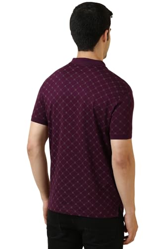 Men Purple Printed Polo Neck T-Shirt