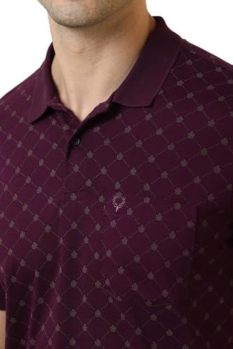 Men Purple Printed Polo Neck T-Shirt
