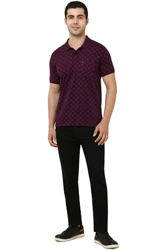Men Purple Printed Polo Neck T-Shirt