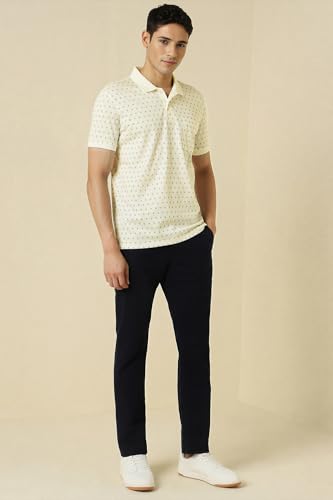 Allen Solly Men Beige Print Polo Neck T-Shirt