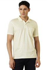 Allen Solly Men Beige Print Polo Neck T-Shirt