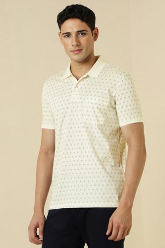 Allen Solly Men Beige Print Polo Neck T-Shirt