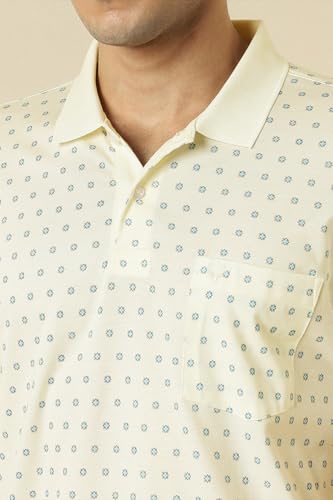 Allen Solly Men Beige Print Polo Neck T-Shirt