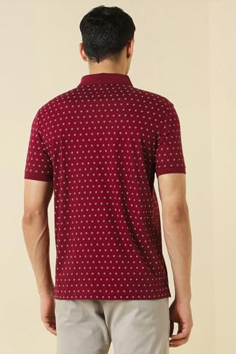 Allen Solly Men Maroon Print Polo Neck T-Shirt