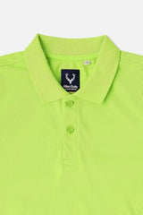 Allen Solly Boys Green Textured Polo Neck T-Shirt