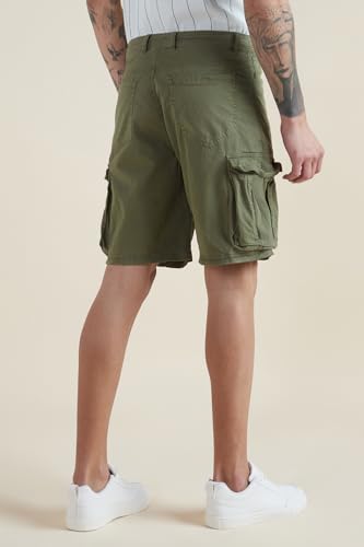 Men Olive Solid Shorts