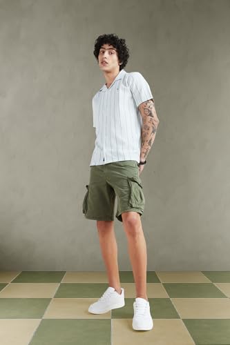 Men Olive Solid Shorts