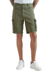 Men Olive Solid Shorts