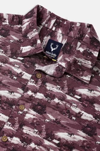 Boys Maroon Print Casual Shirt