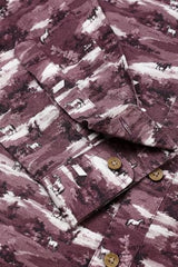 Boys Maroon Print Casual Shirt