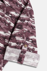 Boys Maroon Print Casual Shirt