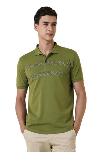Men Green Patterned Polo Neck T-Shirt