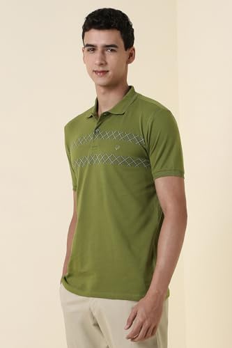Men Green Patterned Polo Neck T-Shirt