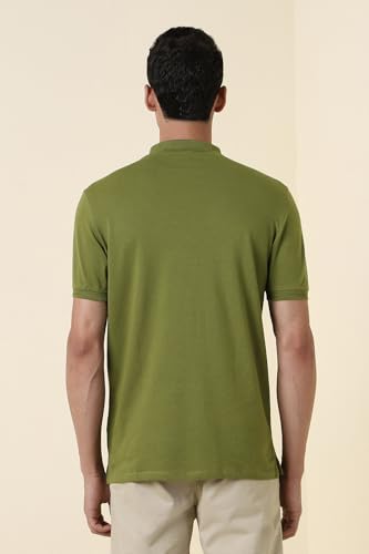 Men Green Patterned Polo Neck T-Shirt