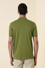 Men Green Patterned Polo Neck T-Shirt