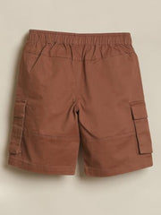 Boys Brown Solid Shorts