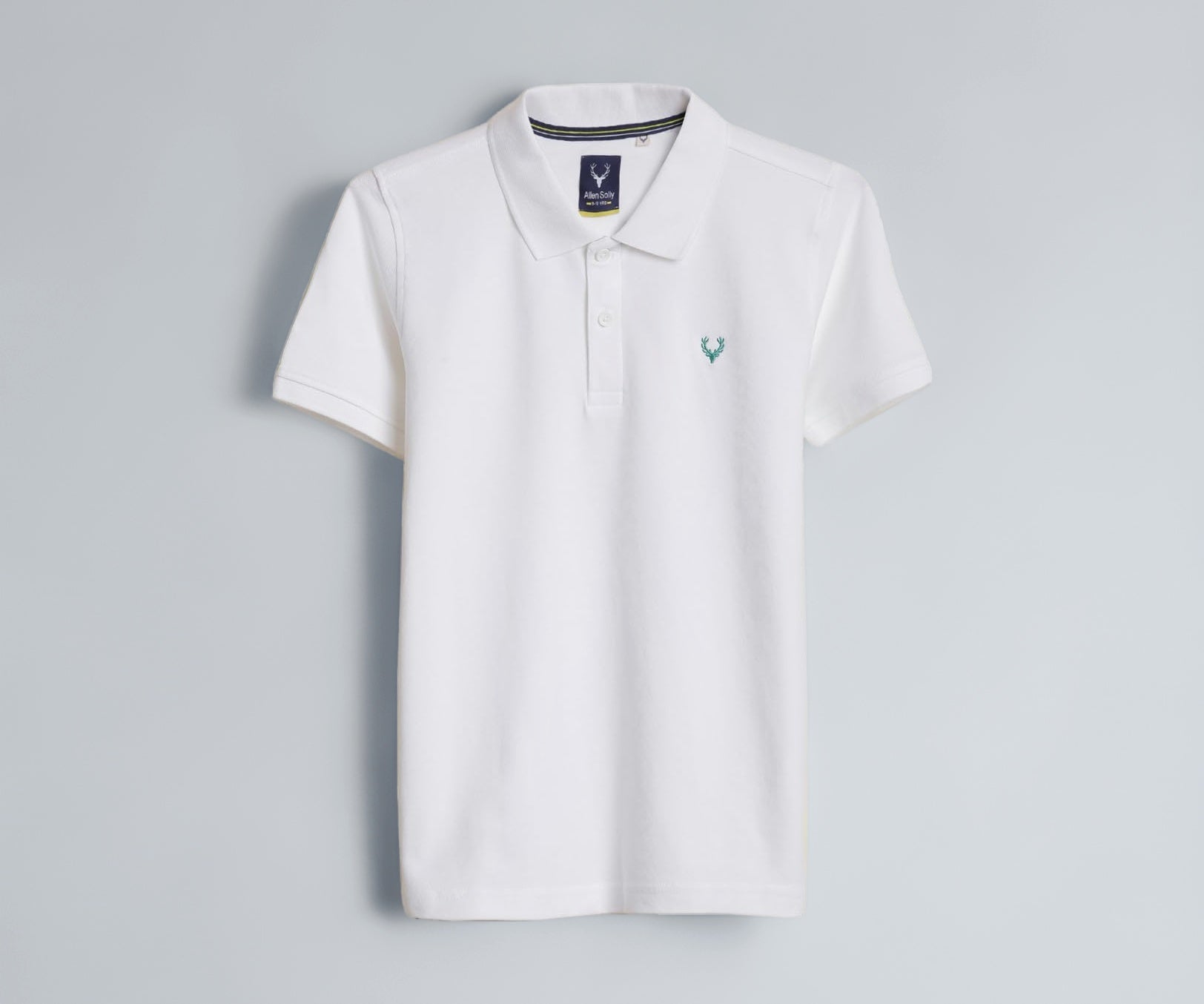 Boys White Solid Polo Neck T-Shirt