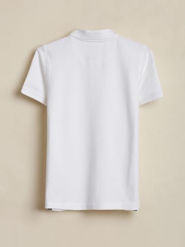 Boys White Solid Polo Neck T-Shirt