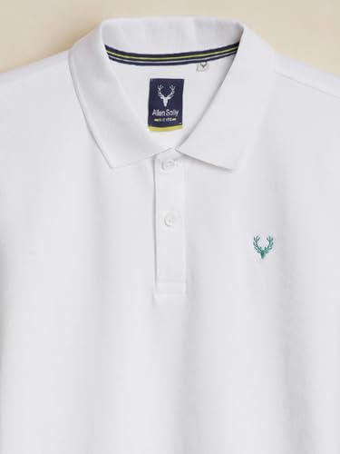 Boys White Solid Polo Neck T-Shirt