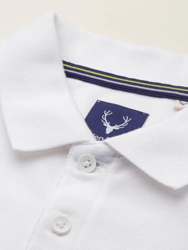 Boys White Solid Polo Neck T-Shirt
