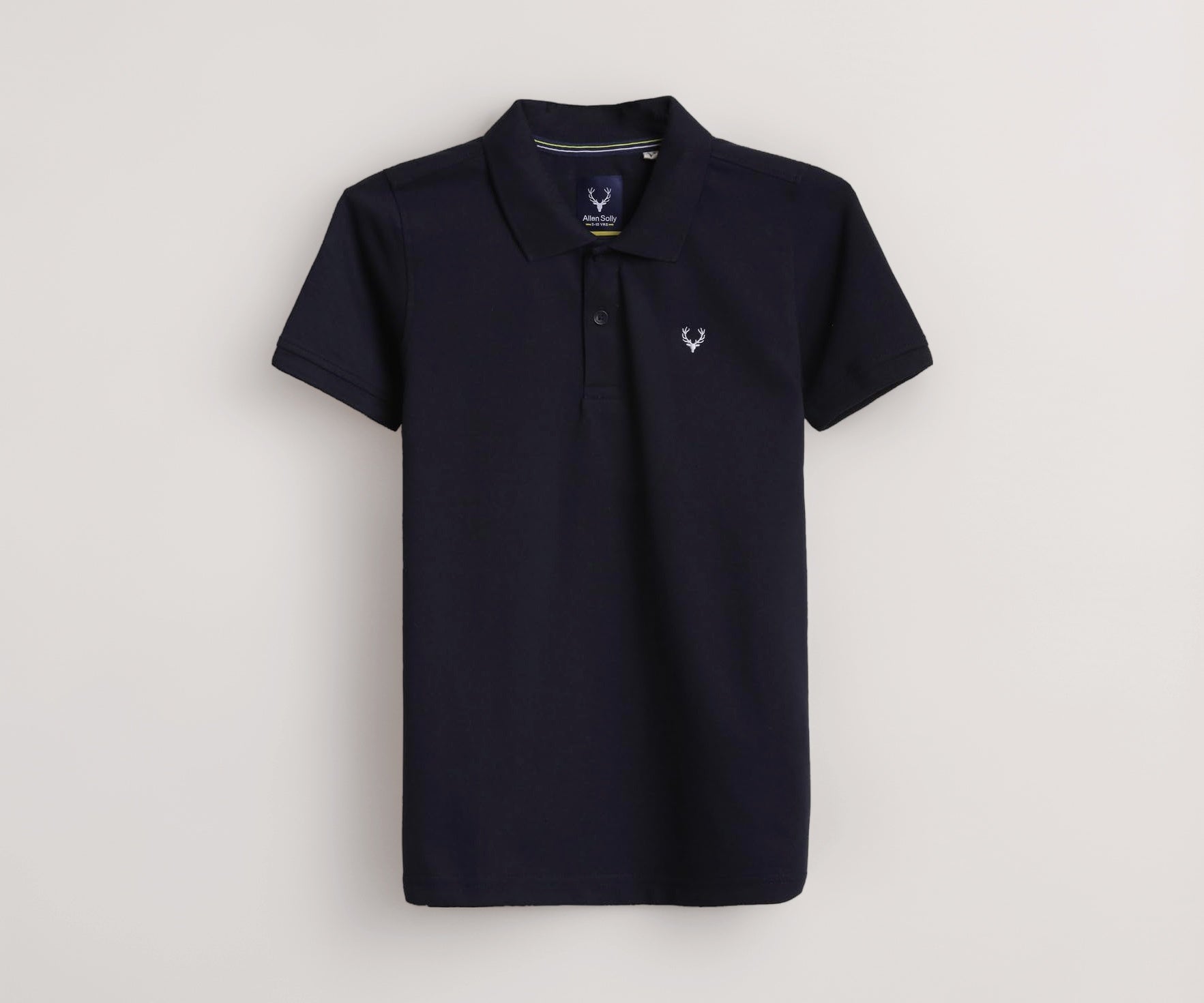 Boys Navy Solid Polo Neck T-Shirt