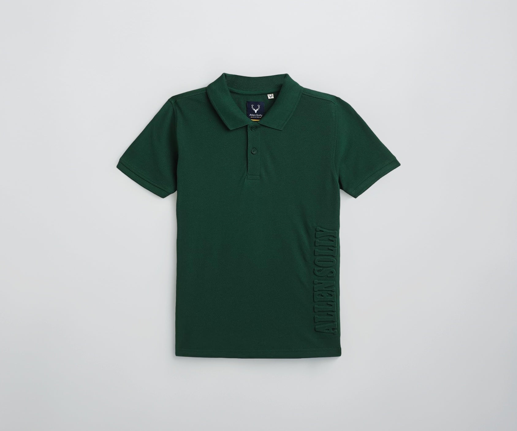 Boys Green Solid Polo Neck T-Shirt