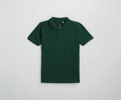 Boys Green Solid Polo Neck T-Shirt