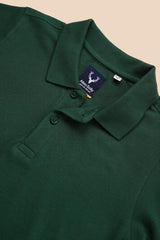 Boys Green Solid Polo Neck T-Shirt