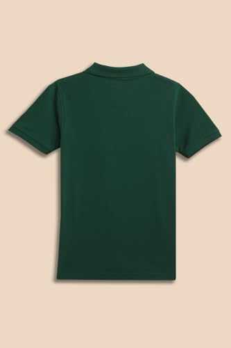 Boys Green Solid Polo Neck T-Shirt