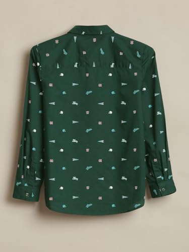 Allen Solly Boys Green Print Casual Shirt