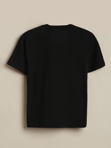 Boys Black Graphic Print Crew Neck T-Shirt