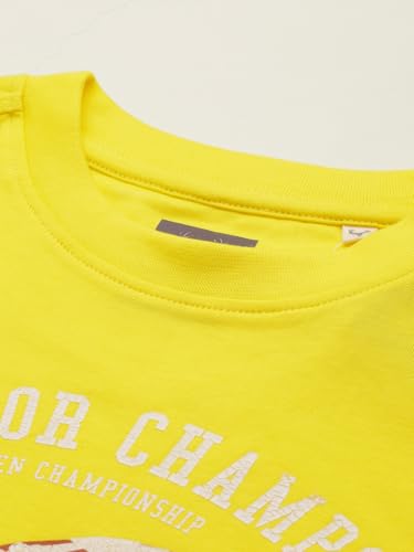 Boys Yellow Graphic Print Crew Neck T-Shirt