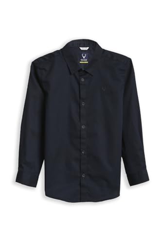 Boys Navy Solid Casual Shirt